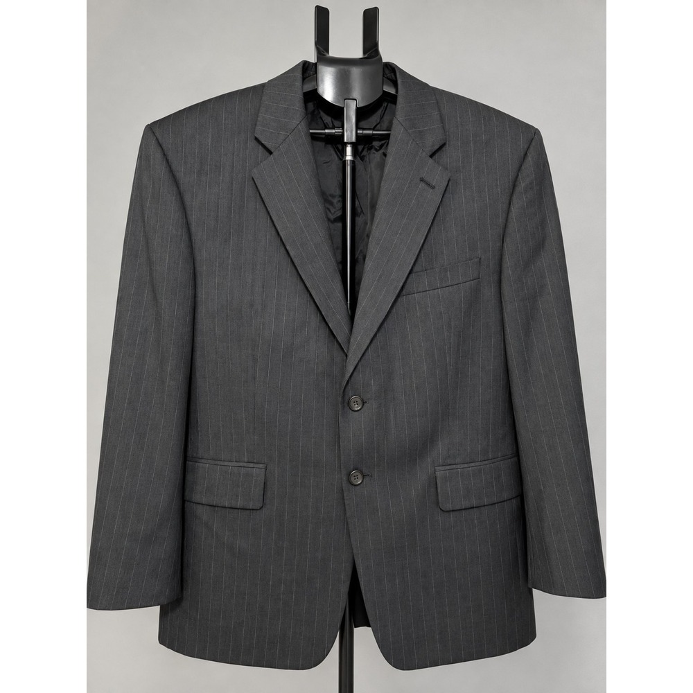Chaps Ralph Lauren Mens 46S Gray Pinstripe Wool Blazer Sport Coat Made in Canada - Picture 2 of 8